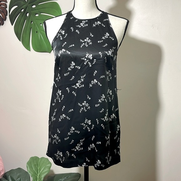 Theory Silk Perfect Tie Top Sleeveless Black Multi Petal 1092511R size 0 - Picture 2 of 12